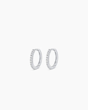 14k White Gold Diamond Pav?? Huggies