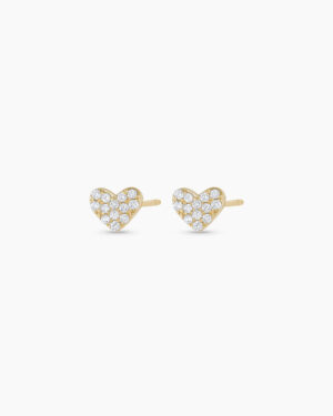 Diamond Pav?? Heart Studs