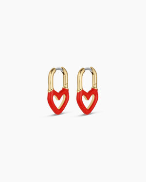 Open Heart Enamel Padlock Huggies